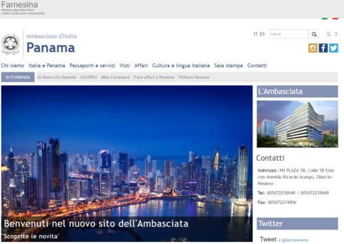 Web della Fanesina ambasciata a Panamà